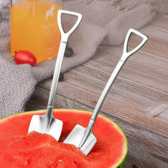1pc Stainless Steel Coffee Tea Spoon Creative Shovel Scoop for Dinner Ice Cream Dessert Watermelon Kitchen Tableware Bar Tool