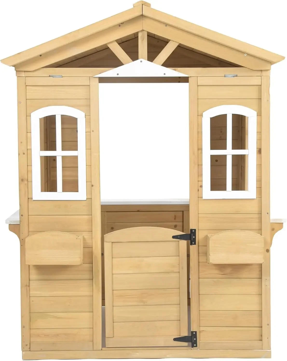 Description Picture 2 of itemWooden Playhouse for Kids Outdoor,Kids Playhouse with Working Door, Windows, Mailbox,Flowers Pot Holder & Serving Station,