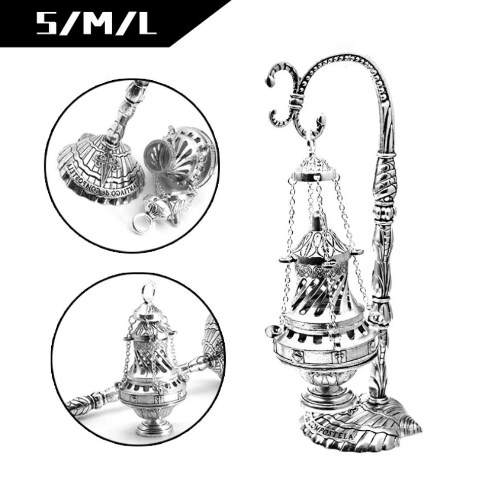 Description Picture 2 of itemS/M/L Antique Carved Incense Burner Cross Decoration Church Hanging Censer Christian Church Household Religious Worship Supplies