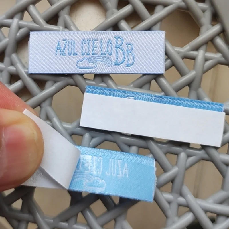 Description Picture 4 of item500PCS Personalised White script Hat Sticker 4 * 1.2 cm Custom Self Adhesive Stickers Clothing labels for shoe Garment Label