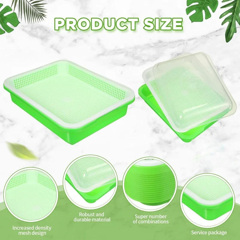 Description Picture 4 of item1set Sprouting Tray With Cover Pea Bean Wheat Seedling Germination Plate Cat Grass Wheatgrass Soilless Hydroponics Planting Pots