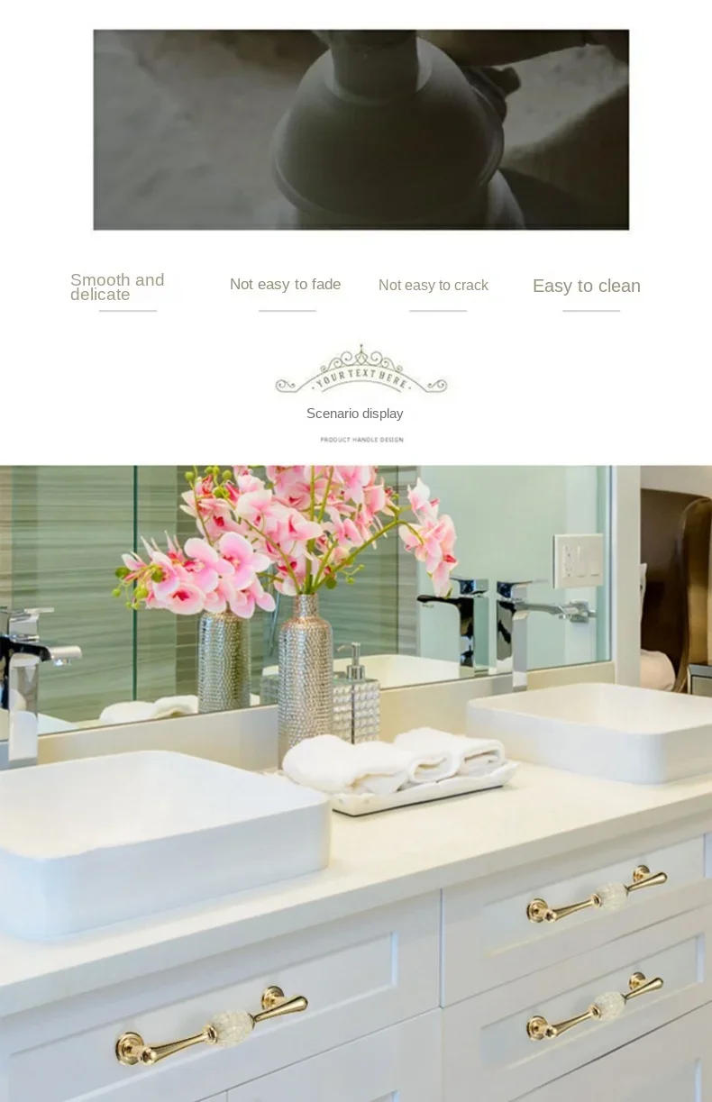 Description Picture 4 of itemEuropean Fashion White Ceramic Cabinet Door Handles Drawer Knobs Kitchen Cupboard Wardrobe Door Pulls Furniture Hardware