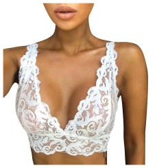 Women V Neck Floral Lace Corset Crop Tops Sexy Wire Free Gathered Seamless Bras Lace Wire Free Lingeries For Woman Sujetador