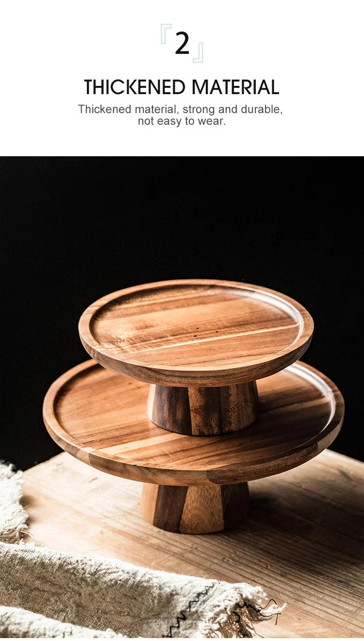 Description Picture 6 of itemCreative High-Foot Cake Plate Acacia Wood  Decoration Tea Plate Dessert Table Display Stand Afternoon Tea Fruit  Snack Tray