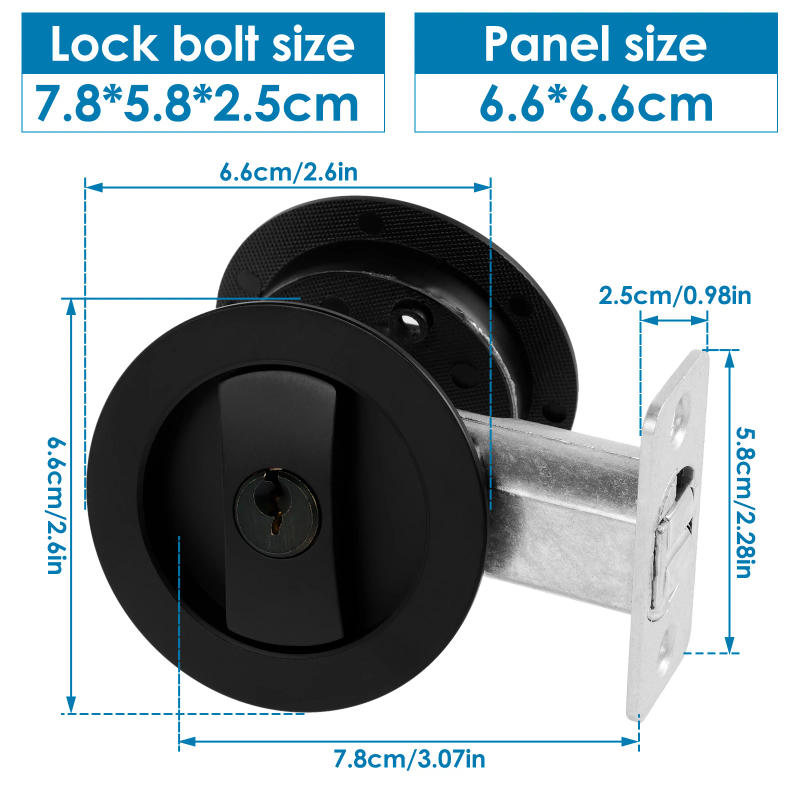 Description Picture 3 of itemDoor Lock Circular Black Sliding Door Lock Barn Door Bathroom Double Hook Sliding Door Lock Bathroom Hook Lock