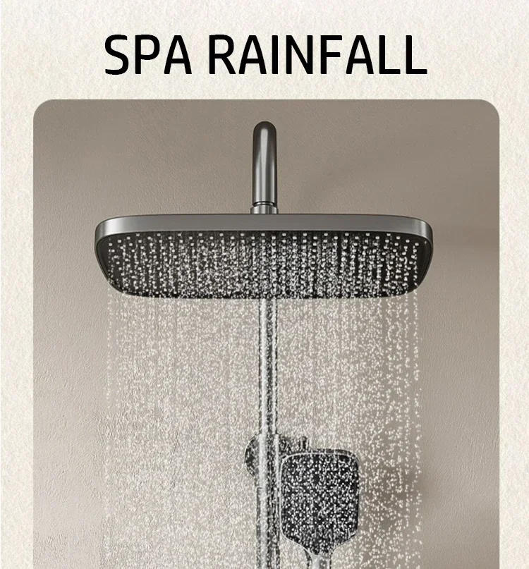 Description Picture 6 of itemHot Cold Bath Shower Rain Mixer Faucet Bathroom LCD Digital Thermostatic Shower System Bathtub Wall Mount Full Set Modern Grifo