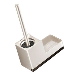 Long Handle Bathroom Brush with Storage Shelf Not Drill Installation Modern Toilet Brush Set with Convenient Holders DropShip