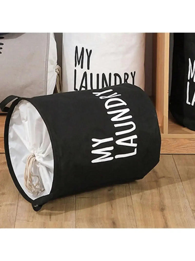 Description Picture 4 of item1pc-Foldable Drawstring Laundry Basket Large Capacity Waterproof Clothes Storage Basket For Home Bathroom Children's Toy Organiz