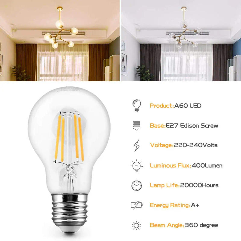 Description Picture 4 of itemEdison Led Bulbs A19 Lampara E27 4W 6W 8W 220V Warm White 2700K Natural white 4500K Retro Light Bulbs Dimmable Bombillas