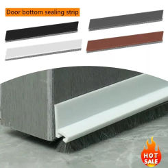 1M Silicone Door Bottom Seal Strip With Brush Weatherstrip Under Door Draft Stopper Anti-Cold Soundproof Windproof Gap Blocker