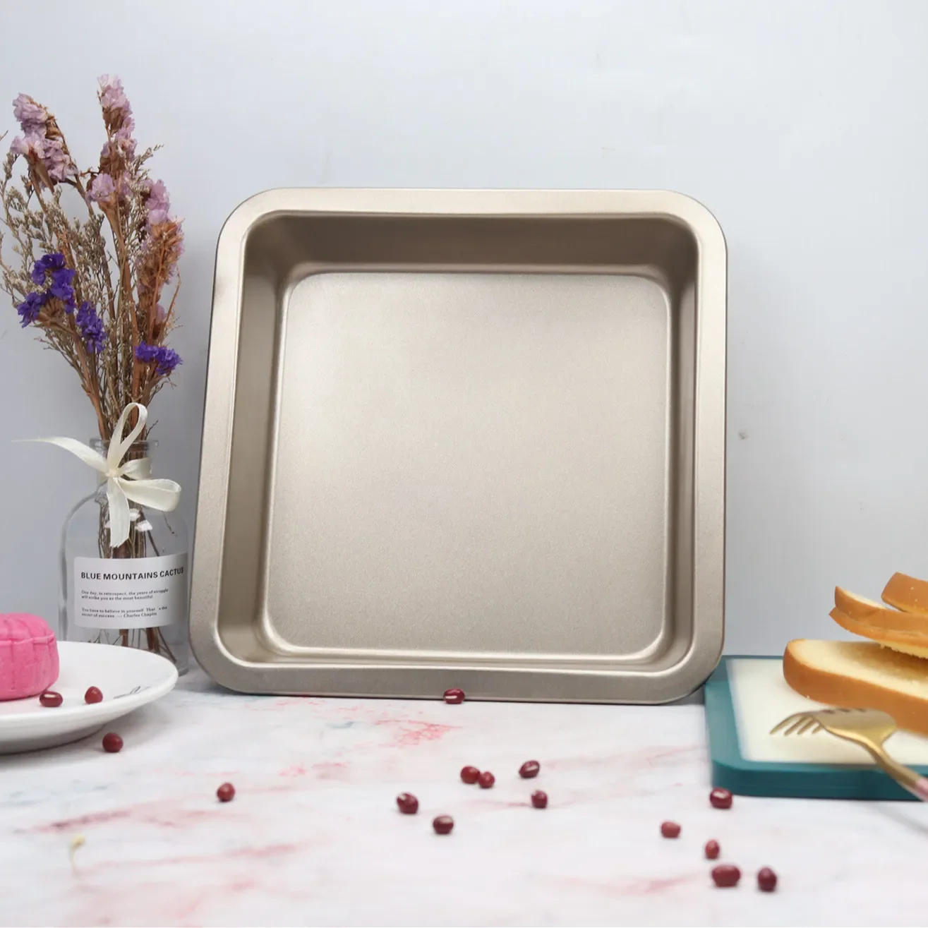 Description Picture 5 of item9inch  Non Stick Square Cake Pan Cheese Cookie Bread Pizza Baking Tray Bakeware Tool  Rectangle Cake Pans