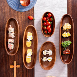 Walnut wood Bowl Premium Dry Fruit Plate Sushi Plate Nut Box Tea Refreshment Tray Fruit Plate Solid Wooden Boat-shaped Bowl