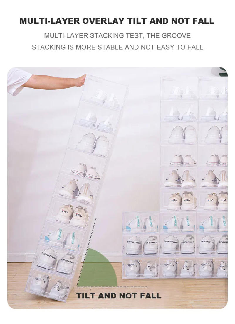 Description Picture 5 of item6pcs/set Transparent Plastic Shoes Case Thickened Drawer Case Plastic Shoe Boxes Stackable Box Shoe Organizer Shoebox