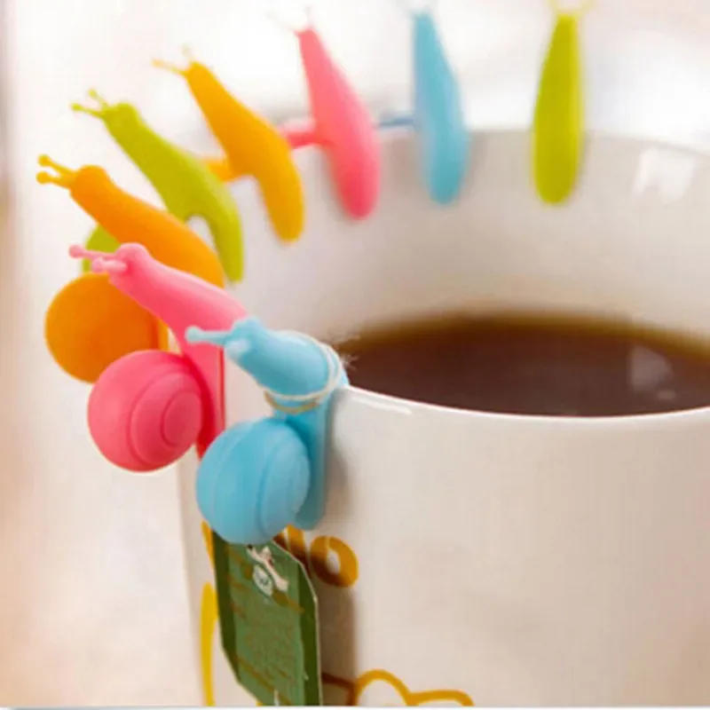 Description Picture 2 of item5/10Pcs Cup Decoration Tool Randome Cute Color Snail Squirrel Shape Silicone Mug Hanging Tool Tea Bag Holder Cup Tea Clips 2024