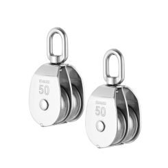 1PC M20 M25 M32 M50 Stainless Steel Pulley Double Wheel Swivel Lifting Rope Pulley Traction Wheel Lifting Transmission Tools