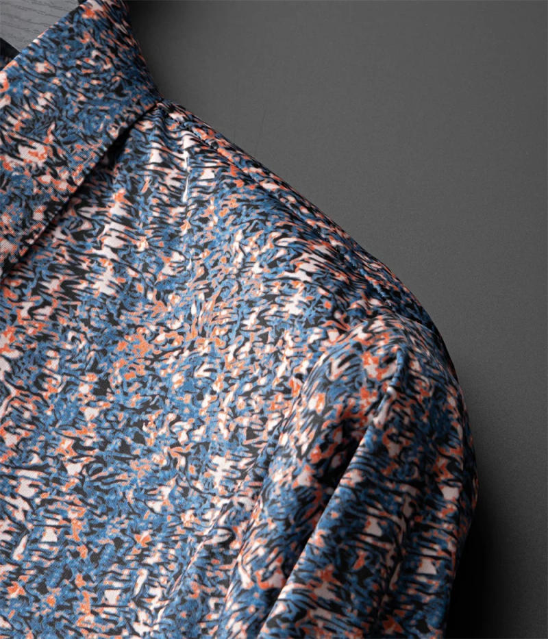 Description Picture 5 of itemHigh Quality Printed Men's Shirts 2024 Spring Long Sleeved Slim Casual Business Dress Shirts Vintage Social Party Tuxedo Blouse