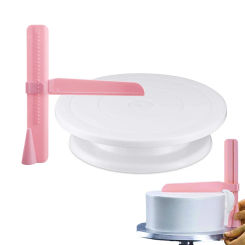 11 Inch Cake Turntable Rotating Decorating Stand With Adjustable Icing Scraper Plastic Cake Spinner Baking Supplies