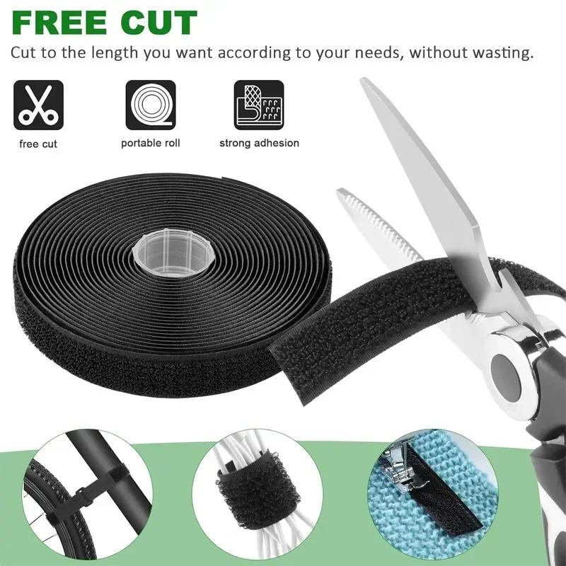 Description Picture 5 of item10/5M Reusable Nylon Fastening Cable Ties Hook Loop Adjustable Self-Adhesive Securing Strap Fastener Tape Cable Cord Management