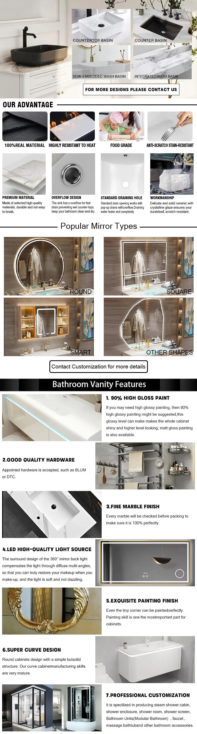Description Picture 4 of itemHotel Bathroom Cabinet Vanity Customized with Mirror 42 Inch Modern waterproof  Cabinet