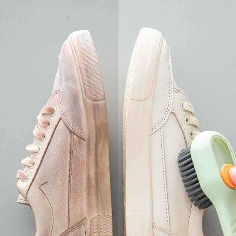 Description Picture 6 of item1/2pcs Shoes Brush Automatic Liquid Discharge Multifunction Press Out Shoes Cleaner Soft Bristles Clothes Brushes Cleaning Tool