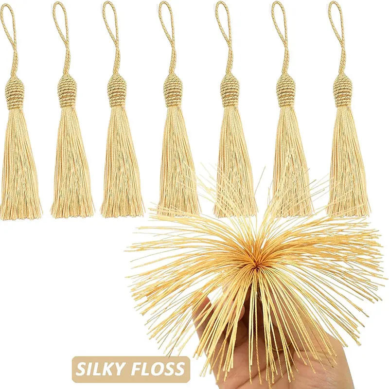 Description Picture 4 of item2/5/10/20Pcs 15cm Silky Floss Bookmark Tassels with Cord Loop Soft Chinese Knot Tassel for Jewelry Making DIY Craft Accessory