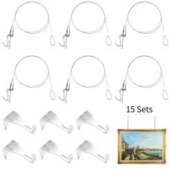 15Pcs/Set Picture Rail Hanging System Photo Frame Display Cables 39 With Hook 66lb Stainless Steel Picture Rail Hanging Kit