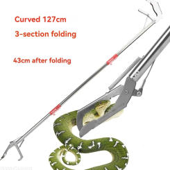 Stainless Steel Snake Catcher Tongs Two Types Head Foldable Reptile Grabber Tool Snake Hook Catcher Tool for Outdoor