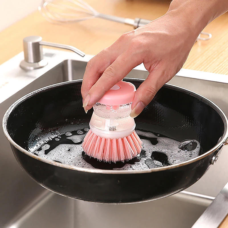 Description Picture 4 of itemKitchen Wash Pot Dish Brush With Automatic Liquid Washing Utensils With Washing Up Liquid Soap Dispenser Cleaning Accessories