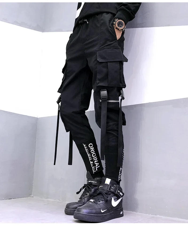 Description Picture 4 of itemMen's Retro High Streetwear Cargo Pants Men Loose Straight Casual Sweatpants Joggers