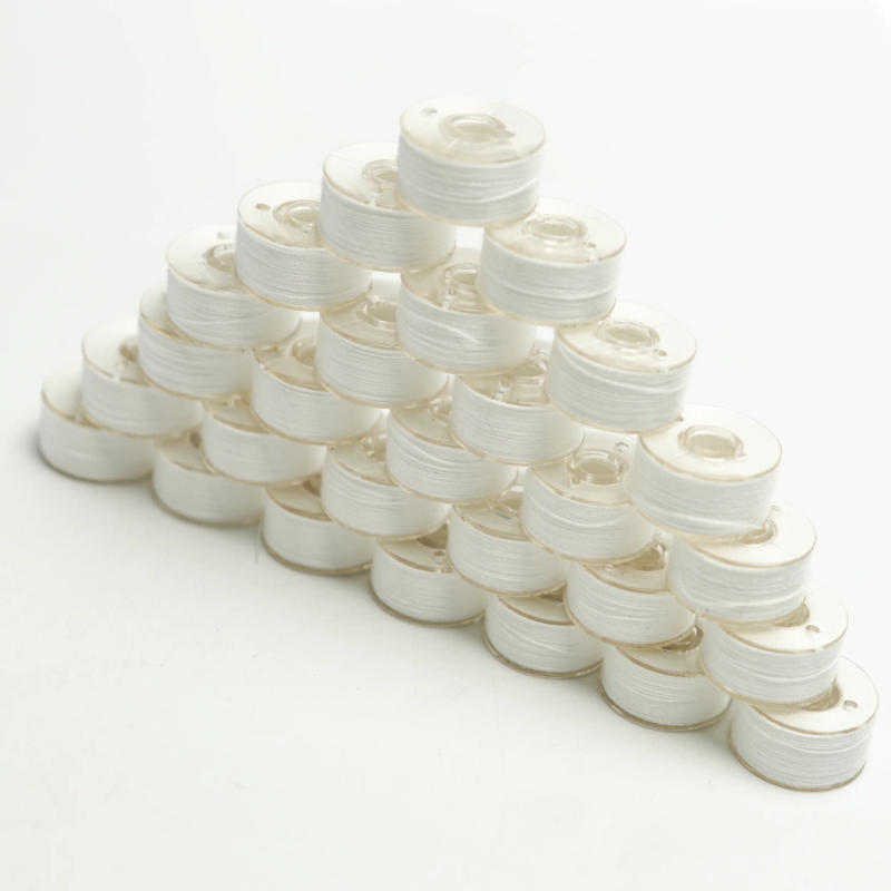 Description Picture 3 of item90WT Style A Class 15 Plastic Sided Prewound Bobbin Thread 144Pcs Polyester 75D/2 90Mts Brother Singer Pfaff Embroidery Machine