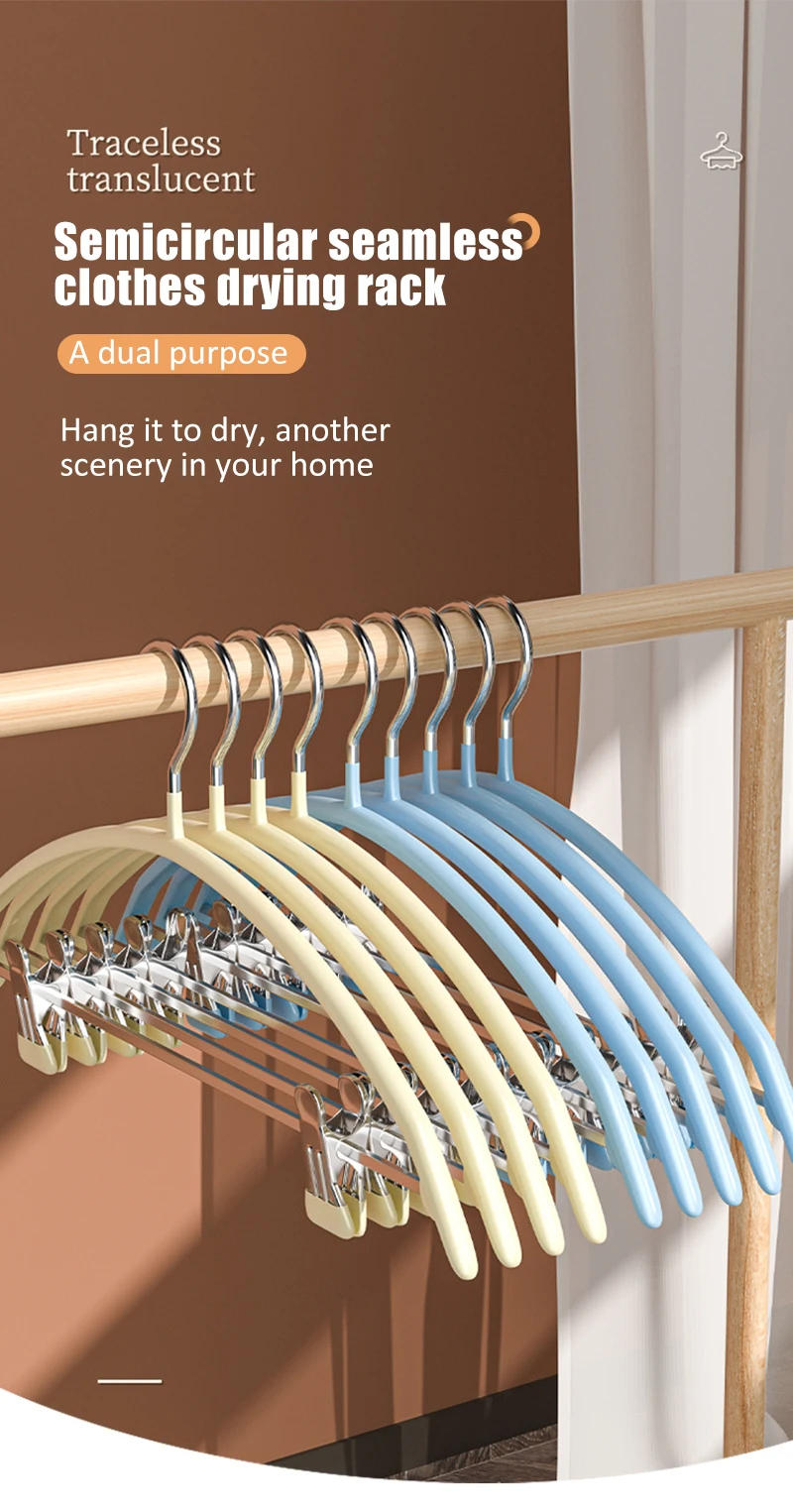 Description Picture 2 of item5/10Pcs Metal Windproof Clothes Hanger Non-slip With Adjustable Clip Space Saving Trousers Clothing Set Multi-functional Hangers