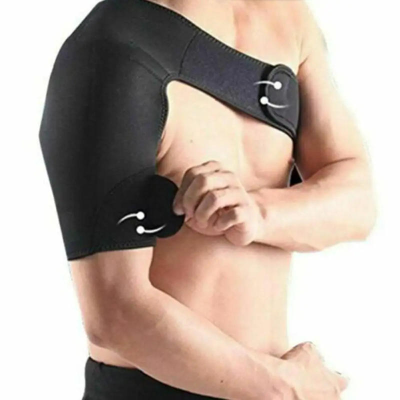 Description Picture 4 of itemAdjustable Gym Sports Care Single Shoulder Support Back Brace Guard Strap Wrap Belt Band Pads Black Bandage Men & Women