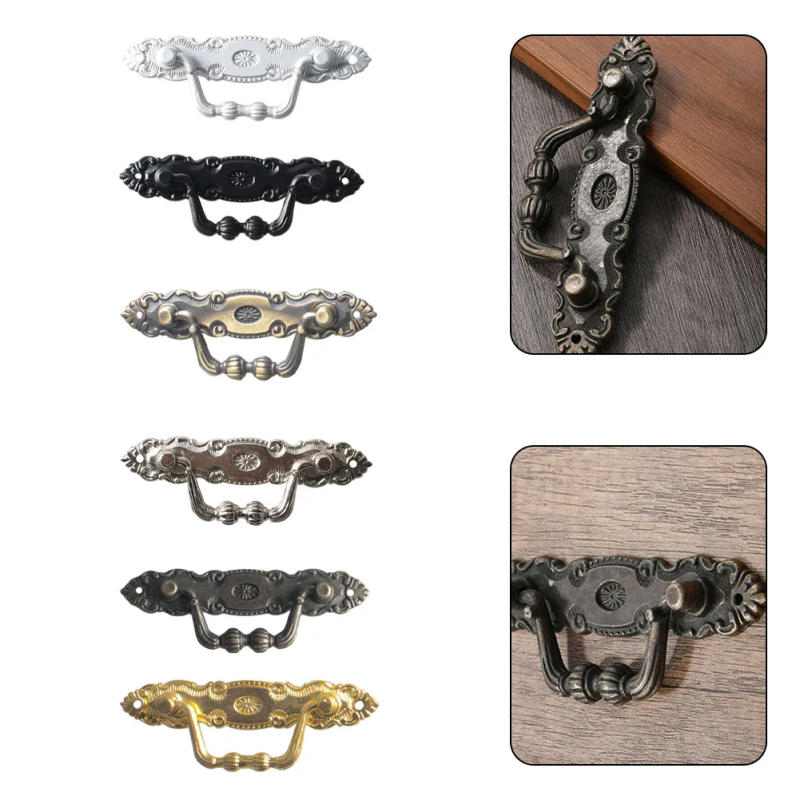 Description Picture 2 of itemElegant Cabinet Pulls Alloy Handle With Screws Drawer Handles European Furniture Retro Small Wardrobe Cabinet Door