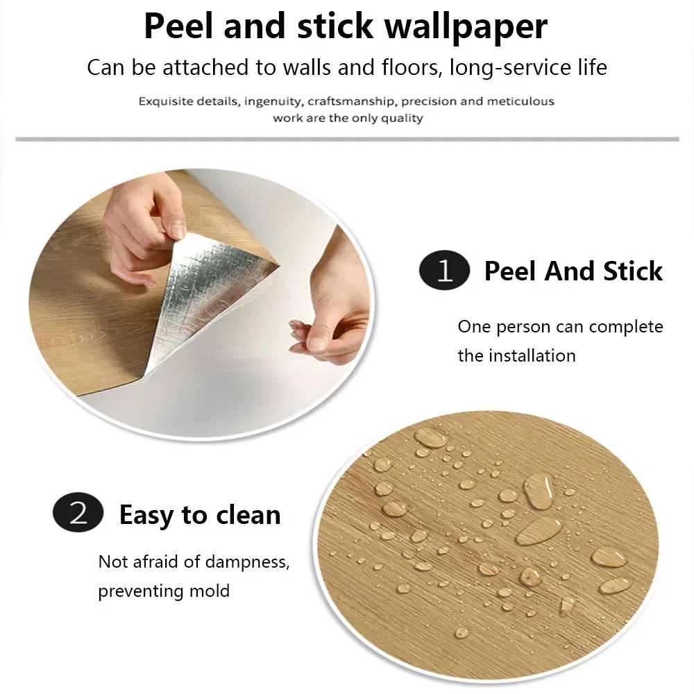 Description Picture 6 of item3D Retro Wood Grain Wallpaper, Peel And Stick Flooring Waterproof Floor Tiles, Removable Sticker, 1Roll 118'' X 15.7''