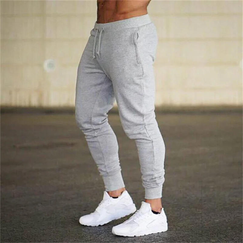Description Picture 6 of item2024 Fashion Men Gyms Pure color Pants Joggers Fitness Casual Long Pants Men Workout Skinny Sweatpants Jogger Tracksuit Trousers