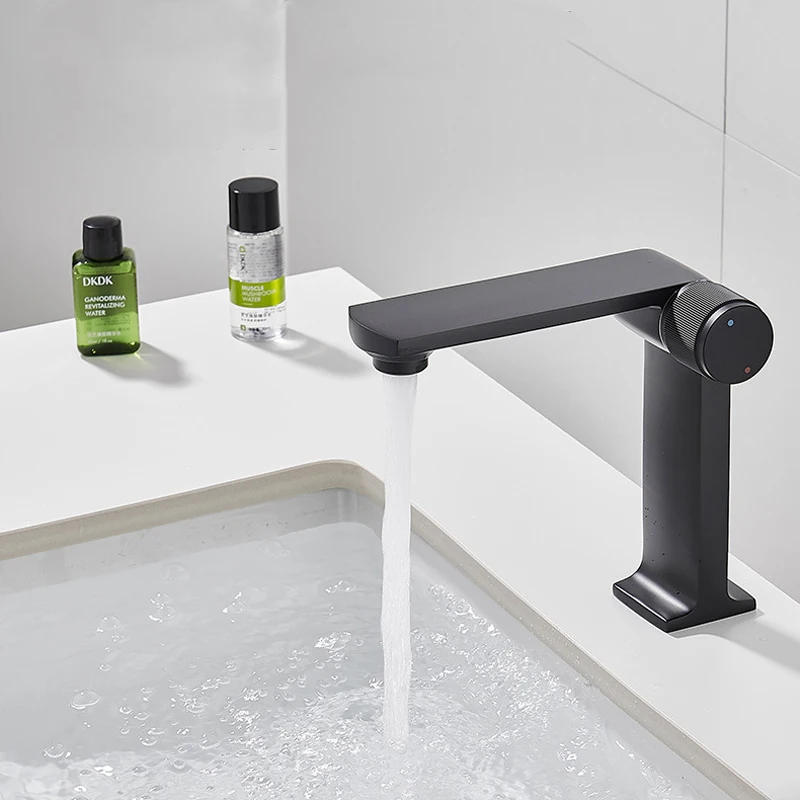 Description Picture 3 of itemModern Hot and Cold Water Mixer Taps Black Gold Bathroom Sink Basin Faucet Chrome Bathroom Accessories Deck Mounted Basin Tap