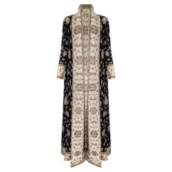 Miyake Pleated Vintage Printed Turndown Collar Long Coats Women 2025 New Original Designer Dubai Abaya Fashion Elegant Dress