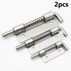 2pcs Silver Door Latch Sliding Lock Bolt Latch Hasp Staple Gate Safety Lock Latch Bolt Latch Spring Loaded Latch Pin Hardware