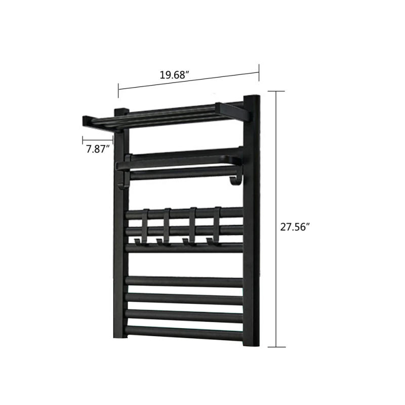 Description Picture 2 of itemTowel Warmer Rack Bathroom Heated Towel Drying Racks Wall Mounted Stainless Steel Black Bath Towel Heater with Remote Control