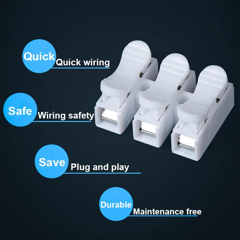 Description Picture 4 of itemCH2 Quick Splice Lock Wire Connectors 2Pins Electrical Cable Terminals 21x17x13mm For Easy Safe Splicing Into Wires