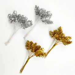10pcs Gold Silver Artificial Plants DIY Gift Christmas Candy Box Wedding Decor Flower Home Decoration Accessories