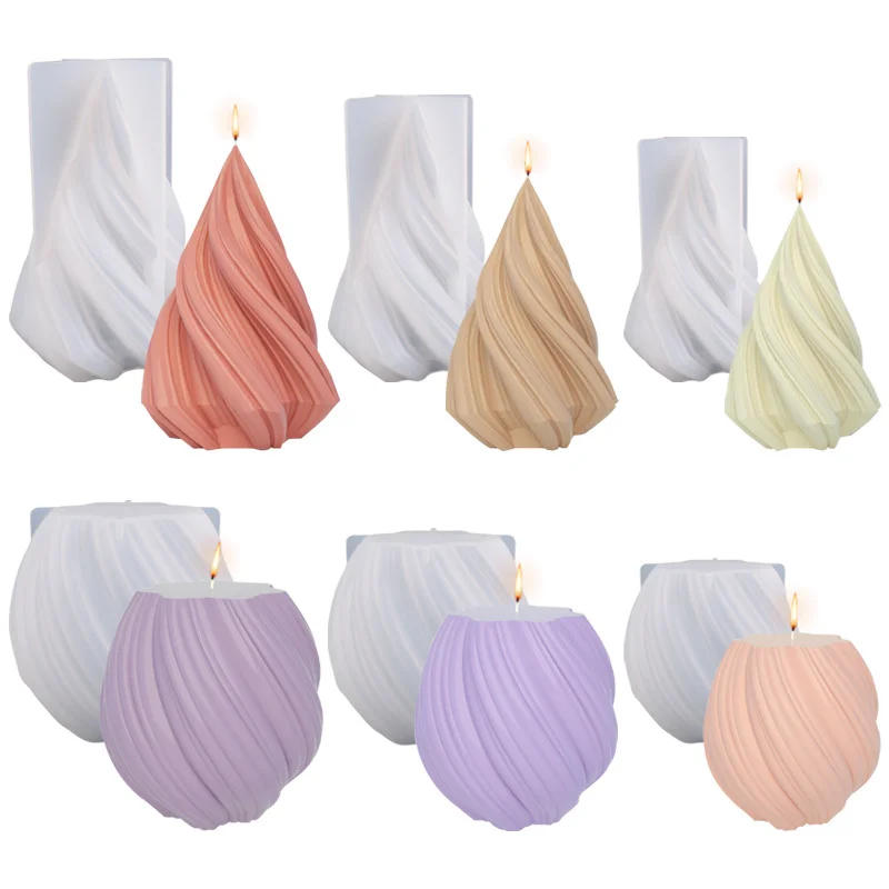 Description Picture 2 of itemIrregular Geometric Wave Silicone Candle Mold DIY Scented Candles Plaster Craft Ornament  DIY Aromatherapy Candle Making