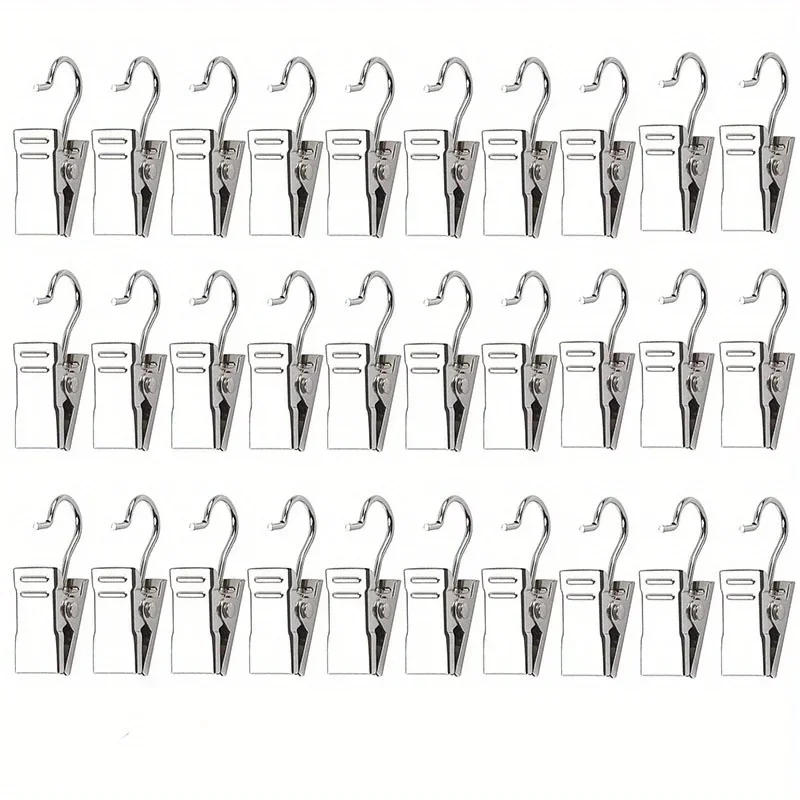 Description Picture 6 of itemStainless Steel Curtain Clip Holder Accessories Buckle Shower Curtain Bed Curtain Rod Hanging Hook Ring Clip Metal Opening Clip