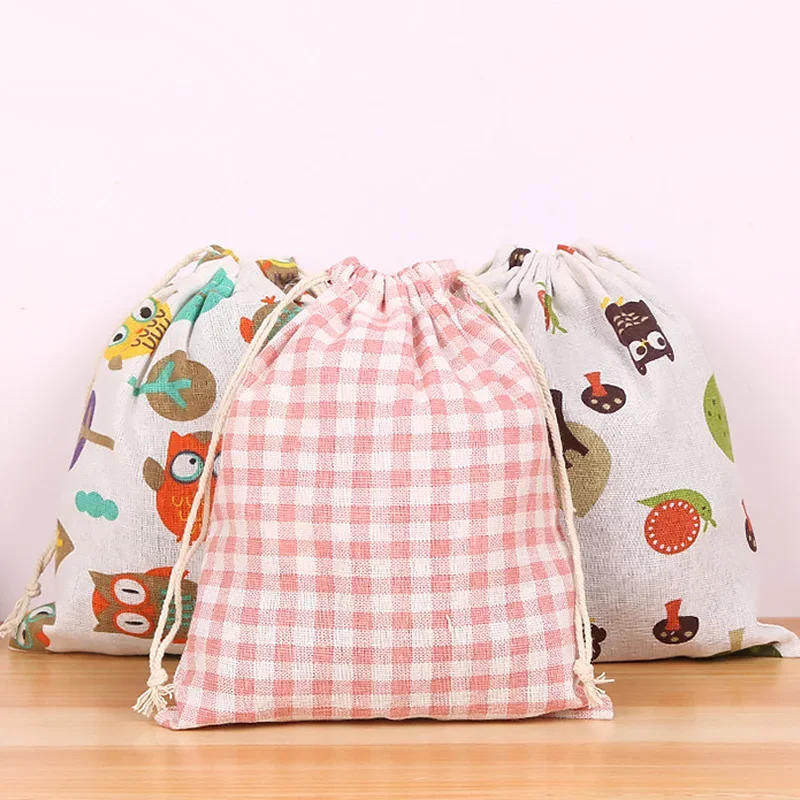Description Picture 5 of itemPet Toys & Snacks Storage Cotton Linen Fabric Pouch Drawstring Bag Cute Kids Travel Cloth Shoes Storage Bag Makeup Case Gift Bag