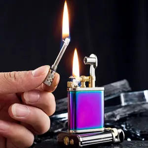 Description Picture 5 of item2 in 1 cool Lighetrs Permanent Match Antique Style Lift Arm Kerosene Lighter Grinding Wheel Ignition for camping BBQ Men's gift