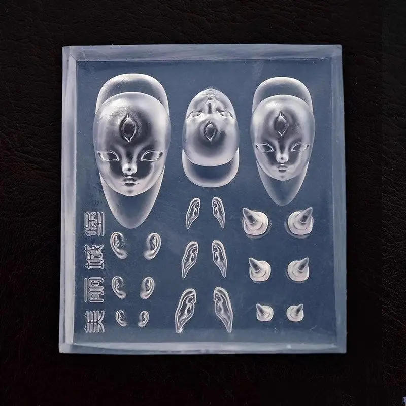 Description Picture 2 of item1pc Face Ears Eyes 3D Acrylic Nail Mold Nail Art Decorations DIY Design Silicone Nail Art Templates Nails Mold
