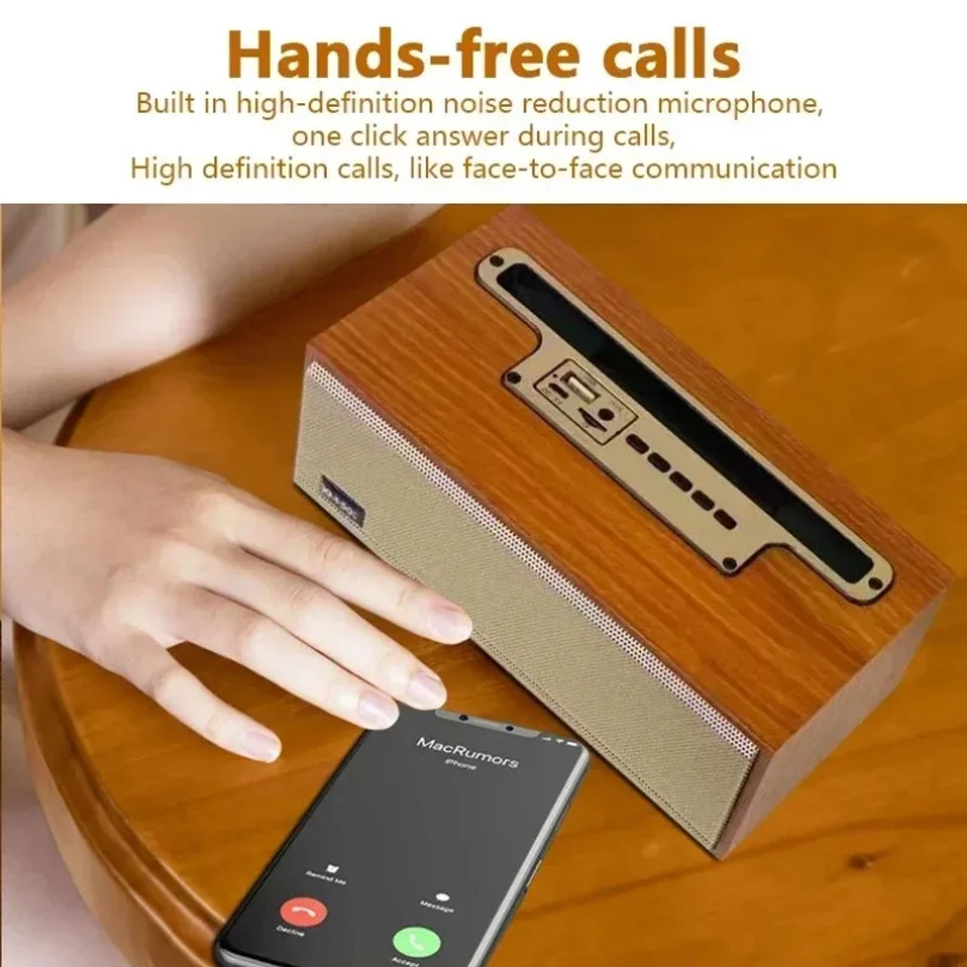 Description Picture 3 of itemVIKEFON Ktv Subwoofer Bluetooth Speaker Multifunctional Wooden Wireless Remote Sound System Portable Home Theater FM Radio