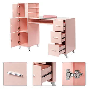 Description Picture 5 of itemManicure Table Nail Desk for Nail Tech w/Glass Top & Wrist Rest, Beauty Salon Nail Supplies Decor Workstation Acetone Resistant