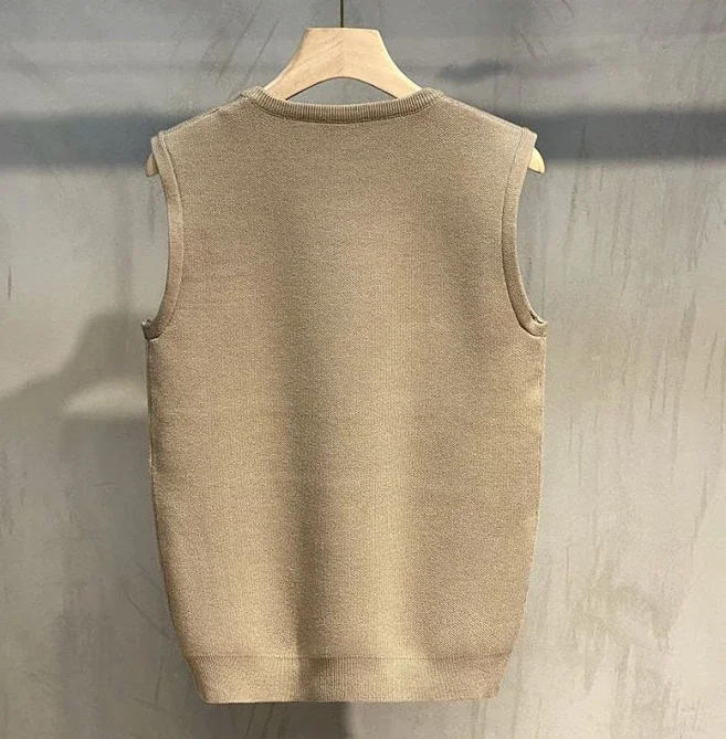 Description Picture 4 of itemKnit Sweater Male Round Collar Crewneck Men's Clothing Vest Smooth Solid Color Sleeveless Plain Waistcoat X Free Shipping Wool A
