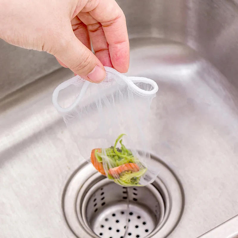 Description Picture 2 of item30pcs Kitchen Drain Residue Filter Garbage Bag Anti-Clogging Water Bag Sink Garbage Filter Mesh Pots Sewer Vegetables Strainers